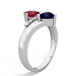 Lab Ruby Heart To Heart 14K White Gold ring R2064