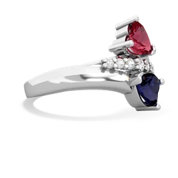 Lab Ruby Heart To Heart 14K White Gold ring R2064