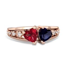 Lab Ruby Heart To Heart 14K Rose Gold ring R3342