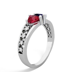 Lab Ruby Heart To Heart 14K White Gold ring R3342