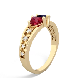 Lab Ruby Heart To Heart 14K Yellow Gold ring R3342