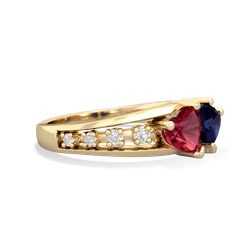 Lab Ruby Heart To Heart 14K Yellow Gold ring R3342