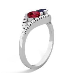 Lab Ruby Mother And Child 14K White Gold ring R3010