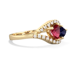 Lab Ruby Mother And Child 14K Yellow Gold ring R3010