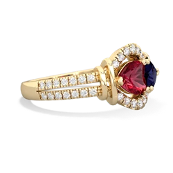 Lab Ruby Art-Deco Keepsake 14K Yellow Gold ring R5630