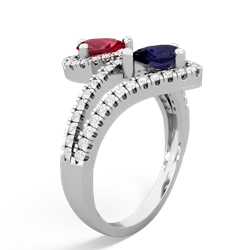 Lab Ruby Diamond Dazzler 14K White Gold ring R3000