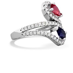 Lab Ruby Diamond Dazzler 14K White Gold ring R3000