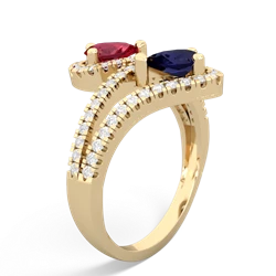 Lab Ruby Diamond Dazzler 14K Yellow Gold ring R3000