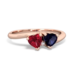 Lab Ruby Sweethearts 14K Rose Gold ring R5260