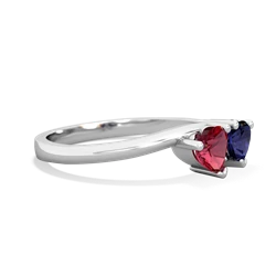 Lab Ruby Sweethearts 14K White Gold ring R5260