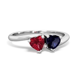 Lab Ruby Sweethearts 14K White Gold ring R5260