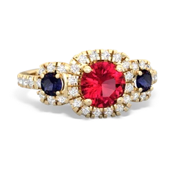 Lab Ruby Regal Halo 14K Yellow Gold ring R5350