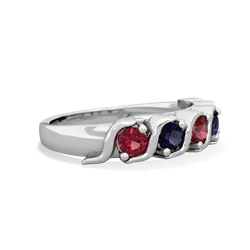 Lab Ruby Anniversary Band 14K White Gold ring R2089