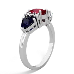 Lab Ruby Antique Style Three Stone 14K White Gold ring R2186