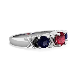 Lab Ruby Hugs And Kisses 14K White Gold ring R5016