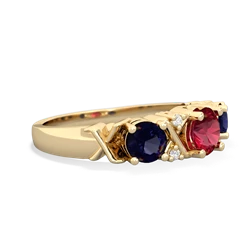 Lab Ruby Hugs And Kisses 14K Yellow Gold ring R5016