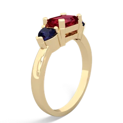 Lab Ruby Three Stone 14K Yellow Gold ring R5235
