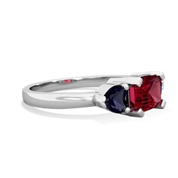 Lab Ruby Three Stone 14K White Gold ring R5235