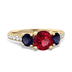 Lab Ruby Pave Trellis 14K Yellow Gold ring R5500