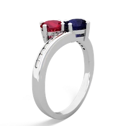 Lab Ruby Channel Set Two Stone 14K White Gold ring R5303