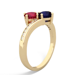 Lab Ruby Channel Set Two Stone 14K Yellow Gold ring R5303