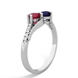 Lab Ruby Infinity Pave Two Stone 14K White Gold ring R5285