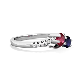 Lab Ruby Infinity Pave Two Stone 14K White Gold ring R5285