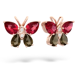 Lab Ruby Butterfly 14K Rose Gold earrings E2215