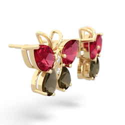 Lab Ruby Butterfly 14K Yellow Gold earrings E2215