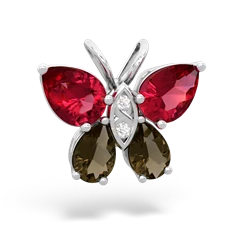 Lab Ruby Butterfly 14K White Gold pendant P2215