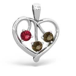 Lab Ruby Glowing Heart 14K White Gold pendant P2233