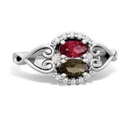 Lab Ruby Love Nest 14K White Gold ring R5860