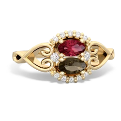 Lab Ruby Love Nest 14K Yellow Gold ring R5860