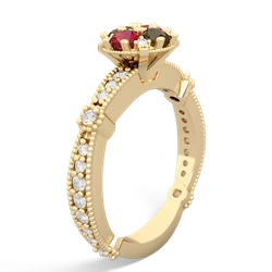 Lab Ruby Sparkling Tiara Cluster 14K Yellow Gold ring R26293RD