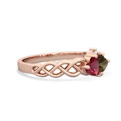 Lab Ruby Heart To Heart Braid 14K Rose Gold ring R5870