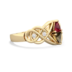 Lab Ruby Keepsake Celtic Knot 14K Yellow Gold ring R5300