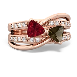 Lab Ruby Bowtie 14K Rose Gold ring R2360