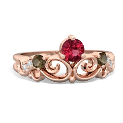 Lab Ruby Crown Keepsake 14K Rose Gold ring R5740