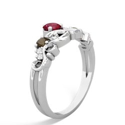 Lab Ruby Crown Keepsake 14K White Gold ring R5740