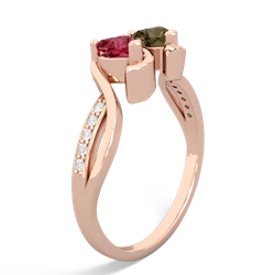 Lab Ruby Side By Side 14K Rose Gold ring R3090