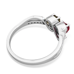 Lab Ruby Side By Side 14K White Gold ring R3090