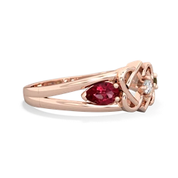 Lab Ruby Hearts Intertwined 14K Rose Gold ring R5880