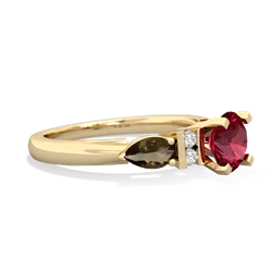 Lab Ruby 6Mm Round Eternal Embrace Engagement 14K Yellow Gold ring R2005