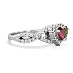 Lab Ruby Diamond Twist 'One Heart' 14K White Gold ring R2640HRT