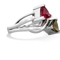 Lab Ruby Split Band Swirl 14K White Gold ring R2341