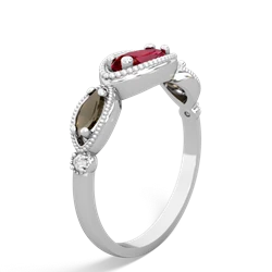 Lab Ruby Milgrain Marquise 14K White Gold ring R5700