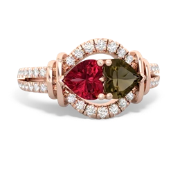 Lab Ruby Art-Deco Keepsake 14K Rose Gold ring R5630