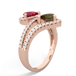 Lab Ruby Diamond Dazzler 14K Rose Gold ring R3000