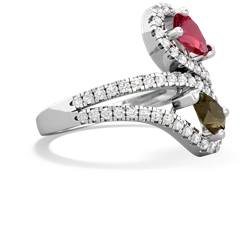 Lab Ruby Diamond Dazzler 14K White Gold ring R3000