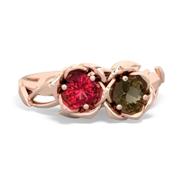 Lab Ruby Rose Garden 14K Rose Gold ring R5510